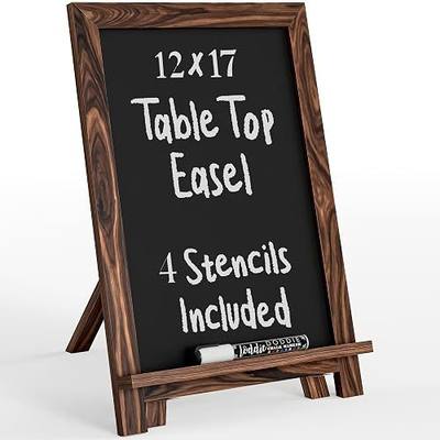 Loddie Doddie Mini Chalkboard Sign Easel, Place Cards, Dark Brown, 12"x12" | Chalk Marker Included, Built in Marker Holder, Freestanding Stand, Solid Wood Frame, Party Supplies, Wedding Favors Display