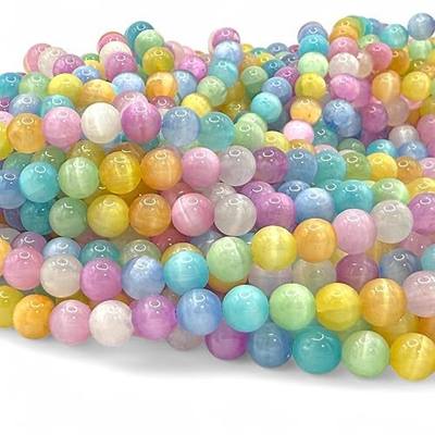 ABCGEMS High-Flash Rainbow Selenite Beads from Morocco with a Luminous, Silky Glow (Heat-Treated for Vibrant Colors) DIY Jewelry Making Beading Supplies - Smooth Round 8mm