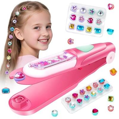 Vunrahsg Hair Gem Stamper Kit Hair Accessories for Girls Toy Bling Hair Styling Tool Reusable Shining Diamonds Hair Bead Jewelry Crafts Styling Head Stuff Birthday Gifts Toys 3 4 5 6 7 8-12 Girl Toys