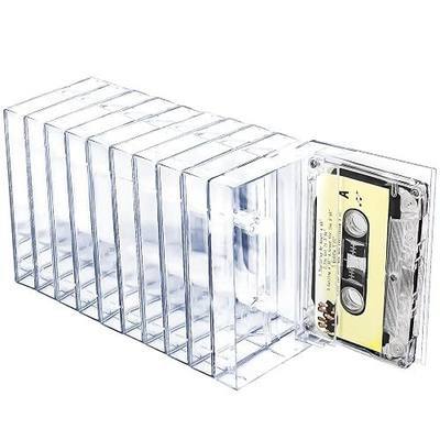 Snado 10-Pack Cassette Tape Storage Cases & Holder - Clear Plastic Audio Cassette Organizer with Anti-Scratch/Dust Protection, Classic Norelco-Style Replacement Boxes (4.28" L x 2.75" W x 0.6" H)