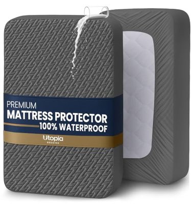 Premium Waterproof Mattress Protector King Size, Gray, fits 17" deep | Utopia Bedding 3D Air Fabric, Breathable Mattress Cover, Noiseless Mattress Pad, Fitted Style, Stretchable Pockets, Washable