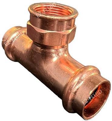 (1) EZ-FLUID 1/2" Press x 1/2" FIP Tee Copper Press x Female Threaded Reducing Tee Fitting, LF ProPress Copper Pressure Press 3 Way TEE Fittings,ProPress Press Pipe Fitting Plumbing Connection