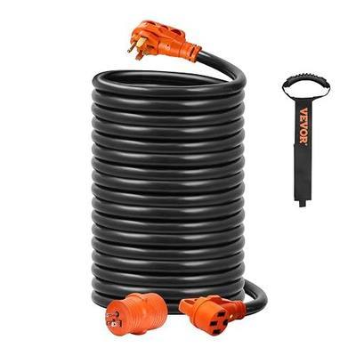 VEVOR 50FT 50 Amp RV Extension Cord, NEMA 14-50P to 14-50R, Heavy Duty STW 6/3+8/1 AWG Copper Wire, 125/250V Outdoor Power Cord for EV Charging RV Camper, 12500W, ETL Listed