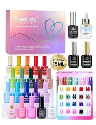 beetles Gel Polish Set, Everyday Muse Collection, 20 Colors 15ML Full Size | with Base Top Coat Cuticle Oil Trendy Colors Gel Set Soak Off LED Salon DIY Nails Gifts for Women