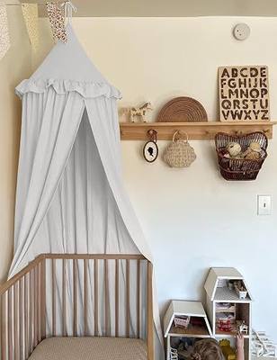 JIKAL Kids Bed Canopy with Ruffles Cotton Hanging Tent Frills Curtain Net for Baby Nursery Room Children Reading Nook Decor