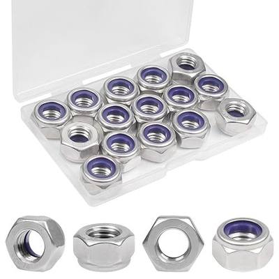 15PCS M10 Locknuts M10x1.5mm Nylon Insert Hex Lock Nuts 304 Stainless Steel Metric Self-Locking Nylon Lock Nut for Industrial Construction Fasteners