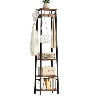 Coat Rack Freestanding with 3 Shelves and 7 Hooks | Coat Stand, Hall Tree Free Standing, Clothes Rack Stand Organizer, Industrial Style, Rustic Brown and Black