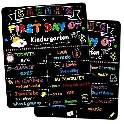 First and Last Day of School Board Sign, 12x10 Inches Double Sided Back to School Sign First and Last Day Reusable Kindergarten Preschool Chalkboard Signs for Kids Girls Boys Back to Schools Supplies