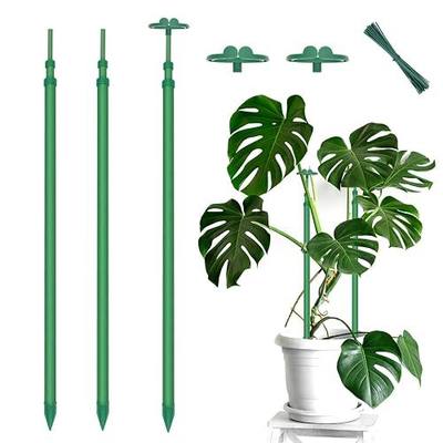 Extendable Plant Stakes,Length Scalable From17.9to42.3IN Plant SupportStake | Orchid Sticks with Clips for Indoor Outdoor,Garden Stakes for Plant, Tomato, Vegetables, Monstera, Vine,Potted Plants - 3Pack