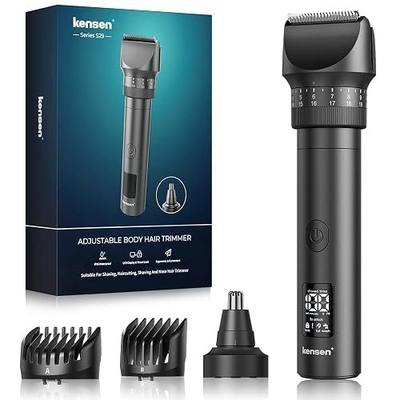 kensen Beard Trimmer for Men - 42 Adjustable Length Settings Hair Clippers, Professional Mustache Trimmer for Men Precision Facial Hair Trimming Nose Trimmers IPX6 Grade LED Display Body Hair Trimmers