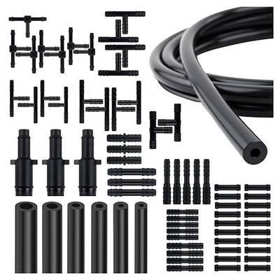 6PCS 5Ft Silicone Vacuum Hose Kit with 64PCS Connectors,100PSI Vacuum Hose Automotive Parts Include 1/8" 5/32" 3/16" 1/4" 5/16" 3/8" ID,Silicone Tubing for Auto Line Replacement