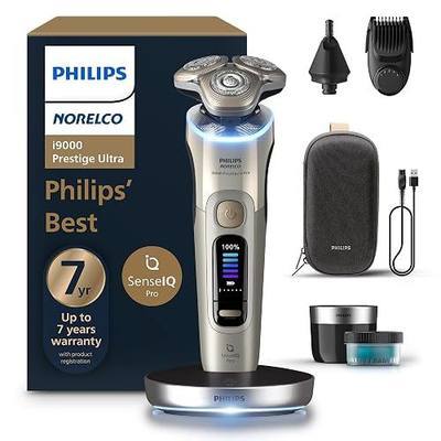 Philips Norelco Shaver i9000 Prestige Ultra, Wet & Dry Electric Shaver, White Gold, SenseIQ Pro Technology, Triple Lift & Cut System, 360 Rotating NanoTech Precision Blades, Beard Styler, XP9403/88