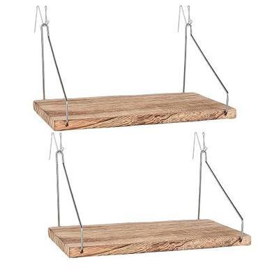 Fabric Wall Cubicle Shelf with Hooks for Work Decor, 11.8' Wooden Cubicle Organizer Storage Shelf with Hangers Cubicle Accessories for Women Men Desk, 2 Pack