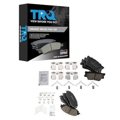 TRQ Front and Rear Brake Pad Set Ceramic Hardware for Toyota | for 2018-2023 Toyota Camry FWD with Manual Parking Brake Ceramic