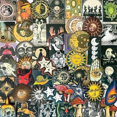 50-Piece Medieval Cryptid Celestial Witch Sticker – Vintage Astrology Witchy Stuff Decals for Laptops, Water Bottles, Journals, Witchcraft Party