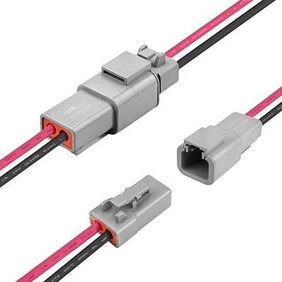 JRready ST9031 Deutsch 2 Wire DTP Pigtail Connector 10AWG UL3266, 2 Sets | 10 Gauge Wire UL3266, IP68 Waterproof, Automotive Electrical DTP 2 Pin, Male and Female Wire Harness, For Car Truck Boat