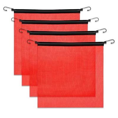 Red Flag for Truck Loads, 18x18 Mesh Oversize Load Flags, 4 Pack | Bungee Mount for Rear Overhangs, Lumber, Pipes, Trailers, Quick Connect, Heavy Duty, Highway Wind Resistant