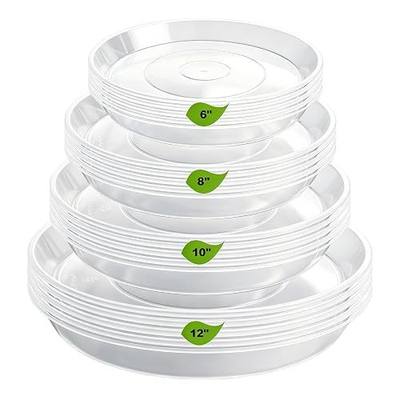 LWALRS 20 Pack Plant Saucer Tray (6 8 10 12 inch), Plant Saucers for Indoors Outdoor, Plastic Heavy Duty Drainage Drip Water Trays for Planter Pots Flower, Clear Pot Saucers Trays for Plants