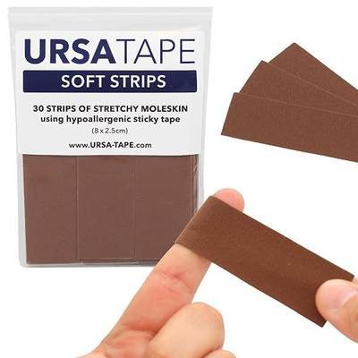 URSA Tape Soft Strips - Pack of 30 (Caramel) | Stretchy Moleskin Fabric Tape | Heavy-Duty Blister Prevention Strips | No-Residue Bandages for Feet & Body | Adhesive Padding | 3.14 x 0.98 in