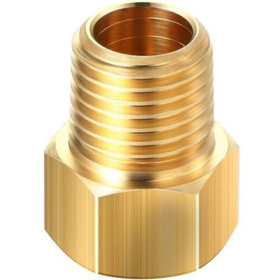 Frienda 1/4 Inch Male NPT x 1/4 Inch Female Inverted Flare Propane Fitting NPT Reducer Brass Female Pipe Adapter Brass Bushing Reducer Threaded Pipe Connector for Fuel Convert(1 Pcs)