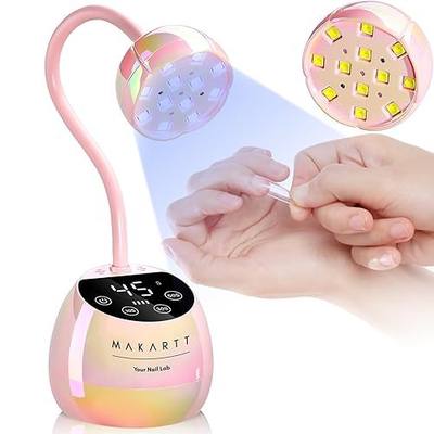 Makartt Cordless Gooseneck UV Nail Lamp for Gel-X Nails, Home DIY Use | 39mW/cm² Nail Dryer with Adjustable Gooseneck, Auto Sensor & 4 Timers for Gel Curing at Home DIY Salon, Glazed Pink