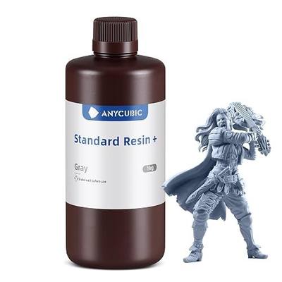 ANYCUBIC Standard 3D Printer Resin Plus, 405nm SLA Fast UV-Curing Resin, High Precision & Rapid Photopolymer for 8K/14K/16K Capable LCD/DLP/SLA 3D Printing (Gray, 1000g)