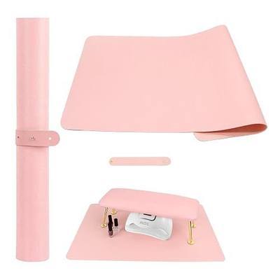 Foldable Nail Mat for Table, Waterproof PU Leather Manicure Pad, Non-Slip Desk Protector for Nail Tech & Salon, Portable Easy Clean Large 60x30cm Nail Art Station Mat (Pink)