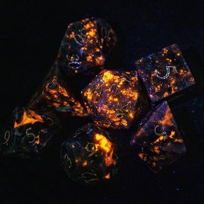 UDIXI Flame Yooperlite Gemstone Dice Set Stone DND Dice for Tabletop Games | Natural Stone, Premium Gift Box, DM Gift, for Dungeons and Dragons Role Playing Games