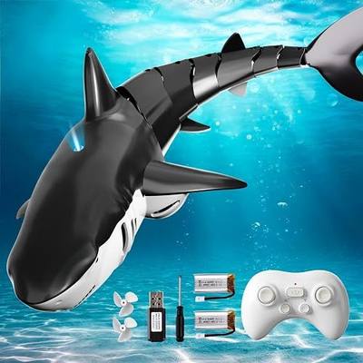 2.4GHz Remote Control Shark Toy for Pool, 1:18 Scale High Simulation RC Shark with Light & Spray Water, Electric Remote Controlled Swimming Water Pool Toys for 6 7 8 9 Year olds Kid Boys Girls