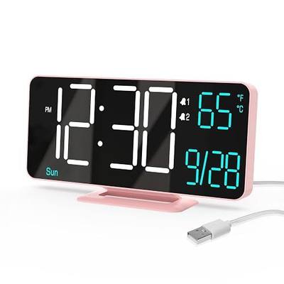 KOSUMOSU Clock for Bedroom, 6.7in Digital Alarm Clock, Auto Dimming, Room Temperature, Day of The Week, Seconds, Date, Alarm Clocks for Bedrooms, Digital Clocks for Living Room