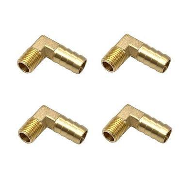4 Pcs 90 Degree Elbow Brass Barb Fittings, 1/4 Inch NPT to 1/2 Inch OD Hose Barb for Low-pressure,Fuel,Air and Non-potable Water Chilling Application