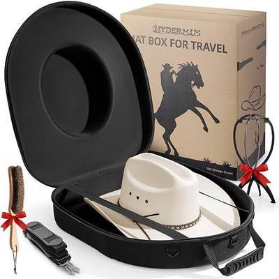 Hat Box for Cowboy Travel Extra Large Waterproof Hard Hat Travel Case Black | Hat Storage Can for Fedora Panama Tweed Cap Hat Holder Organizer Carrier with Adjustable Carry Strap, Mens Western Gift