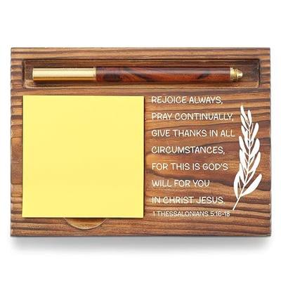 YODOCAMP Christian Desk Organizer, Bible Verse Sticky Note Holder, 1 Thessalonians 5:16-18 Rejoice Always, Religious Gifts for Christians, Pastors, Church Leaders, Believers TZP105