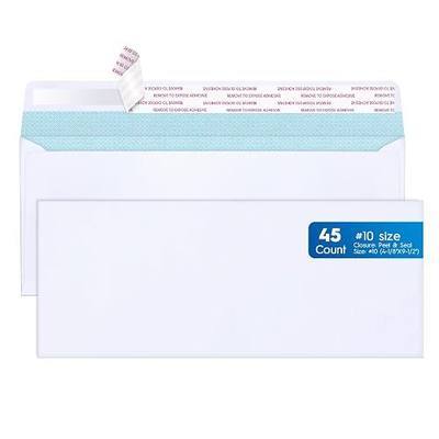 METRONIC #10 Envelopes Security Self Seal, 45 Count No Window Mailing Envelopes, Envelope Letter Size 4⅛ x 9½", White Business Envelope for Confirmation Letters, Bills, Legal and Office use