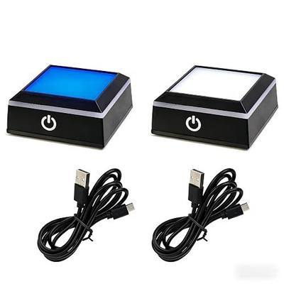 Lighted Led Base for Glass Art Crystal Display Light Base - 6-Color Adjustable LED Platform for Holiday Decor & Art Photography (2.68in ABS Base) set of 2