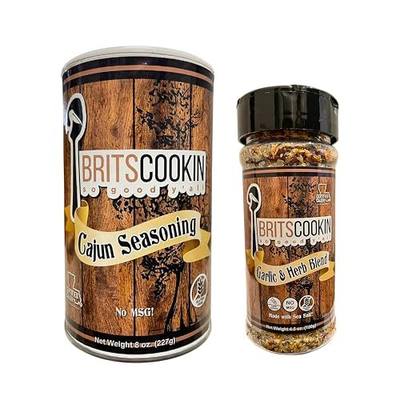 Britscookin - Cajun & Garlic and Herb Seasoning Variety Pack, 12.5 oz | Savory garlic herb seasoning for chicken, seafood, vegetables and potatoes. Great for grilling, roasting and sauteing.