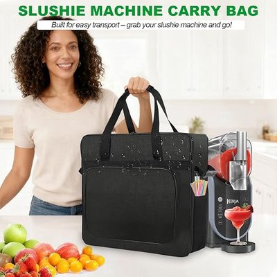 Carrying Bag for Ninja SLUSHi FS301 Slushie Machine, Black | Portable Outdoor Frozen Drink Maker Travel Carrier Case—Front-Opening, Bag Accessories for Ninja SLUSHi Frozen Drink Maker