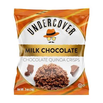 Undercover Snacks Milk Chocolate Quinoa Jumbo Crisps, .5 oz, 30-Count | Individually Wrapped Jumbo Crisps, Delicious, Crunchy, Guilt-Free, Gluten-Free, Nut-Free, Non-GMO, Simple Ingredients, Kosher