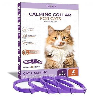 Pheromone Calming Collar for Cats: Breakaway Cat Calming Collar for Anxiety, Separation Stress, Multicat Aggression, Spraying, Meowing - for Indoor Use, Moving & Travel, 4 Pack (Purple)