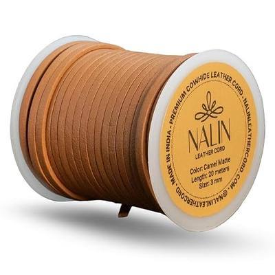 Real/Genuine Flat Leather Cord for Jewelry Making, Leather Strips & Laces for Necklaces, Bracelets, Accessories, Crafts – Matte Finish (Camel - Matte, 3 mm)