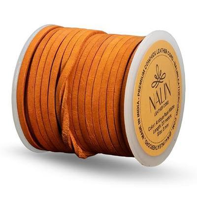 Real/Genuine Flat Leather Cord for Jewelry Making, Leather Strips & Laces for Necklaces, Bracelets, Accessories, Crafts – Matte Finish (Antique/Distressed Rust - Matte, 3 mm)