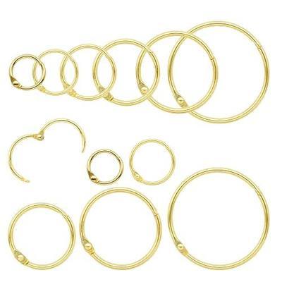 Binder Rings Assorted Sizes, 1/2" 3/4" 1" 1-1/4" 1-1/2" 2", 30Pcs | Loose Leaf Binder Book Rings, Metal Index Card Rings Binder Clip Rings for Flash Cards, Key Rings, Index Cards (Gold)