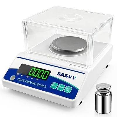 Lab Scale 500g x 0.001g Scientific Scale g/oz/ct/lb High Precision Digital Electronic Analytical Balance for Jewelry Kitchen Laboratory School, Includes 200g Calibration Weight&Battery