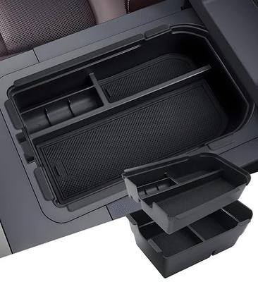 Double Layer Center Console Organizer for Toyota Land Cruiser Prado LC250 2027 2026 2025 2024 (Not Fit Cool Box), Armrest Storage Box Tray Interior Accessories for 2024-2027 Land Cruiser, Black