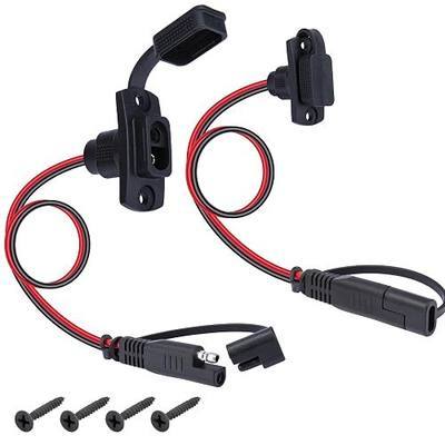 2 PCS SAE Connector Harness, 1FT 12AWG SAE Adapter, 12V Quick Connect | Male Plug to Female Socket Cable, Waterproof Battery Tender Plug for Solar Panel, Generator, Battery Charger