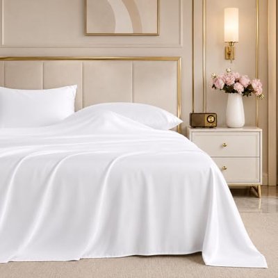 ROSE&RISY Black Queen Sheet Set, 4 Pieces Soft Bedding Queen Sheet Set, Breathable and Cooling,Includes 1 Fitted, 1 Flat, 2 Pillow Cases - Deep Pocket (Black, Queen)