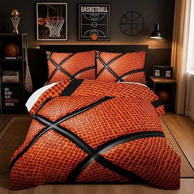 Nttopship Basketball Comforter Set Twin,Basketball Bedding Set for Boys Kids Teens Ultra Soft Microfiber Sports Theme Basketball Bedding Sets with 1 Comforter with 2 Pillowcases