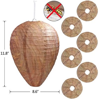 DECYOOL 8 Pack Paper Wasp Nest Decoy Hanging Wasp Deterrent for Wasps | Handmade Paper Hive Model, for Eaves/Courtyard/Pool Areas, Hanging Design, Easy Mount