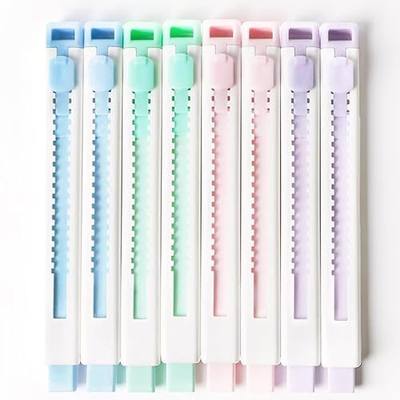 Smilo Retractable Eraser Pens, Mechanical Pencil Erasers, 8-Pack | Push-Pull Sliding Design, No Mess TPE, Ideal for Kids, Artists, Drawing, School and Art, Pastel Colors
