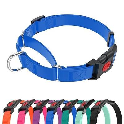 Waterproof Martingale Collar for Dogs,Easy to Clean Dog Collars with Safety Quick Release Buckle,Rubber Collar for Medium Large Dogs Walking Training (Blue, L (19.6-25.9inch))